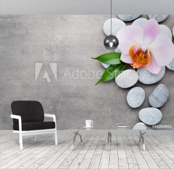 Picture of Spa orchid theme objects on grey background